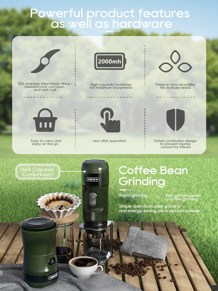 HiBREW Portable 3in1 Electric Coffee Grinder 2000mAh G2