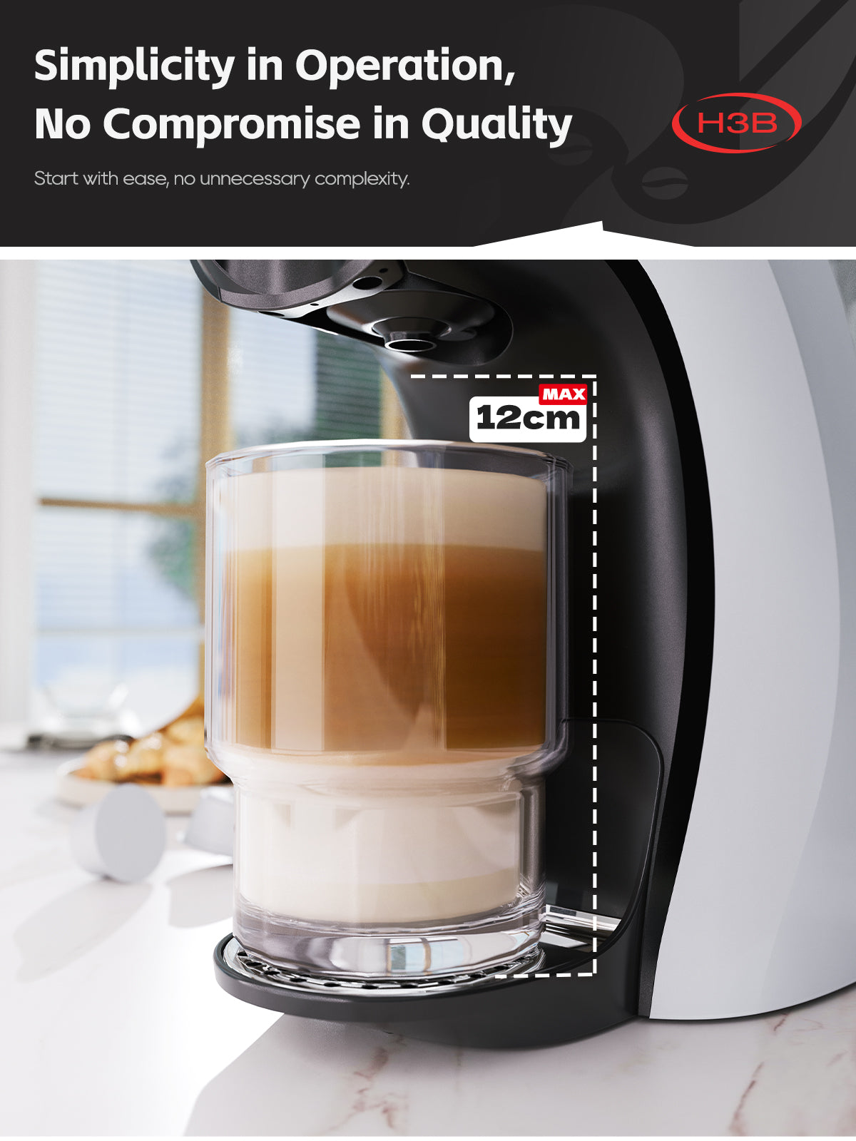 HiBREW H3B 2025 Capsule Coffee Machine – 19Bar Pressure, Works with 3 IN 1