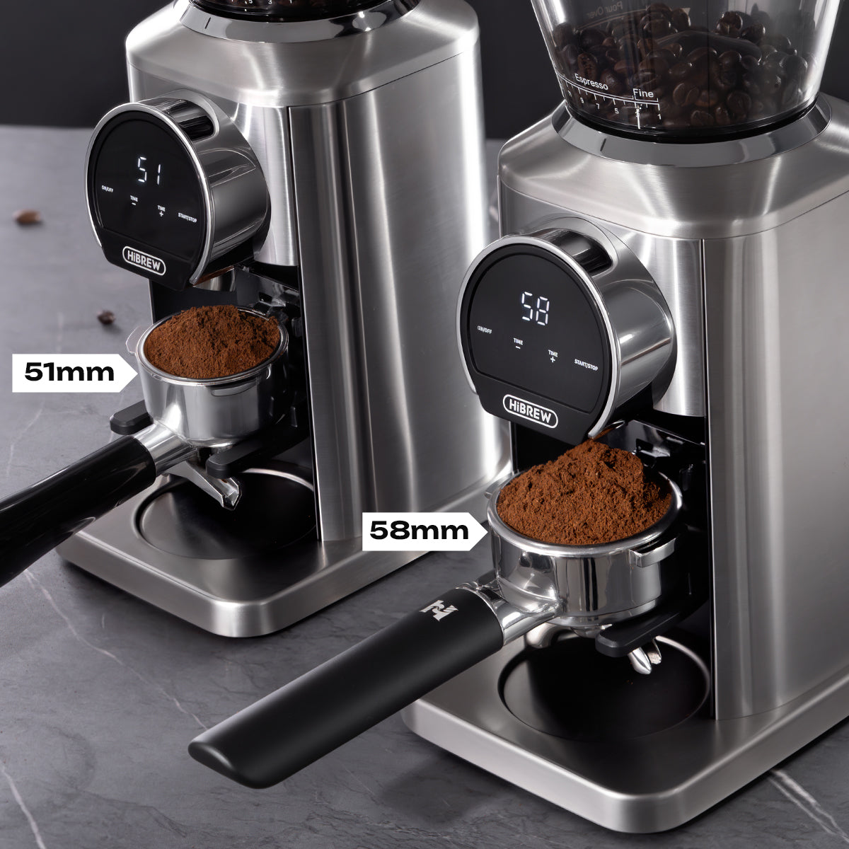 HiBREW G3 Plus: 31 مستوى للطحن الدقيق، تقنية بلازما مضادة للكهرباء الساكنة، مطحنة قهوة بشاشة لمس ذكية – مثالية للإسبريسو، الصب اليدوي والمزيد
