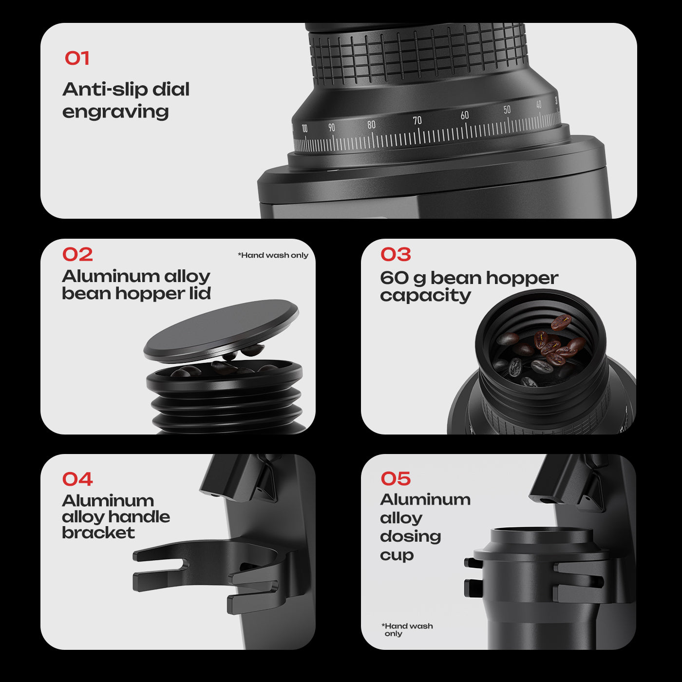 HiBREW G64 Plus Professional Coffee Grinder – 150-Level Stepless Grind & RPM Adjustment, 64mm Flat Burrs, Dual Anti-Static System