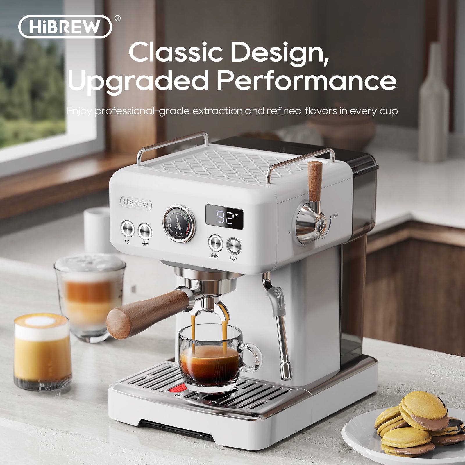 ماكينة صنع قهوة الإسبريسو نصف أوتوماتيكية من HiBREW H10Plus 