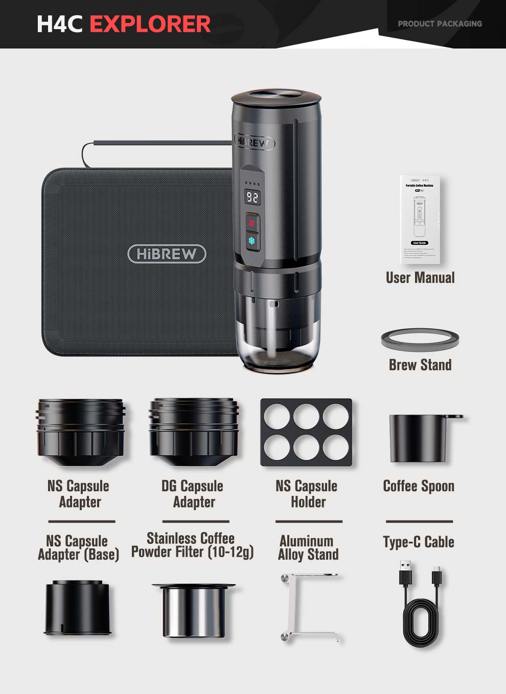 HiBREW H4C – Portable Espresso Maker with Detachable Battery